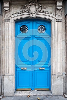 Old blue door in the center of Paris