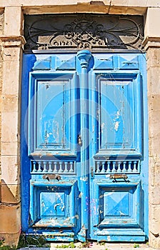 Old blue door in Limassol. Cyprus