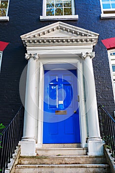 Old blue door in London photo