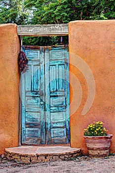 Old Blue Door in New Mexico