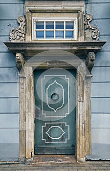 Old blue door in Riga, Latvia