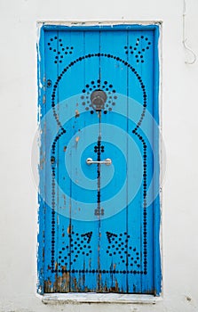 Old Blue door with from Sidi Bou Said in Tunisia