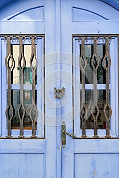 Old blue door in Turkey Marmaris town. Travel details in middeterean