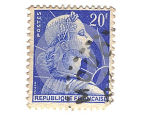 Old blue french stamp