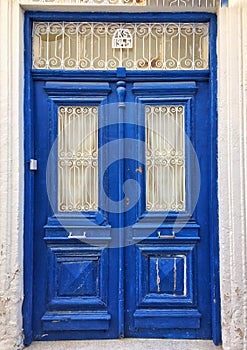 Old blue front door