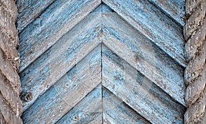 Old blue and grey Shabby Wooden Planks with cracked color Paint, background. Old house wall