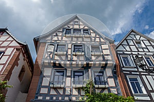 Old blue house in Gelnhausen