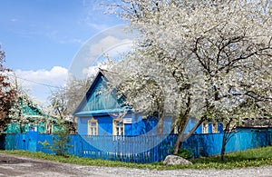 Old blue house in Minsk, Belarus