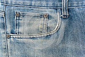 Old blue Jeans texture background.blue jeans front pocket