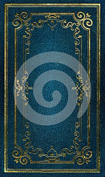 Old blue leather texture gold frame