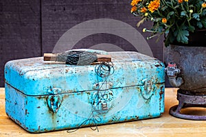 Old Blue Painted Tool Box