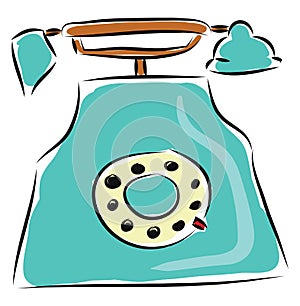 Old blue phone illustration vector