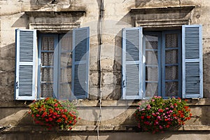 Old blue windows Brantome France