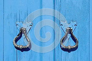 Old blue wooden door