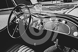 Old bmw oldtimer convertible stands at the roadside