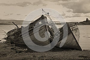 Old boads aground in Isle of Mull