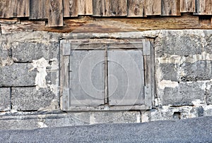 Old boarded-up window