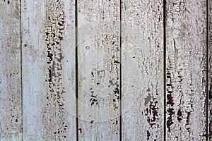 Old boards with peeling white paint