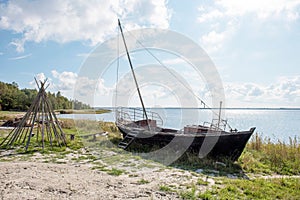 Old boat on the baltic shore