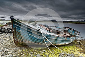 Old boat on beach