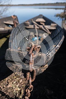 Old boat on the chain