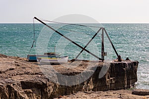 Old Boat and Crane in Cornwall