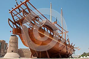 Old boat displayed at Dubai's museum, UAE