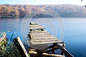 old boat dock at the lake
