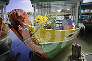 An old boat in hoi-an,vietnam photo