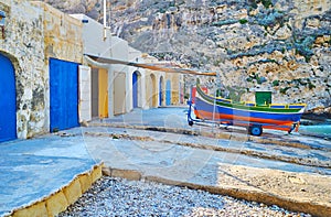 The old boat houses of San Lawrenz, Gozo, Malta