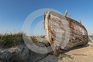 Old Boat at Low Tide in France, Normandy