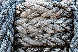 Old boat marine grey rope on the pier texture and background