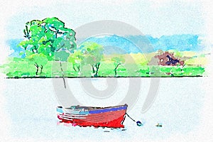 Old boat moored at Loch Awe in Argyll and Bute