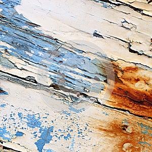 Old boat with peeling paint background texture