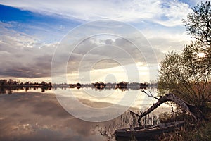 Old boat on the river Bank