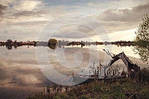 Old boat on the river Bank