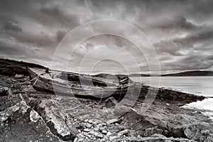 Old boat on Scottish beach