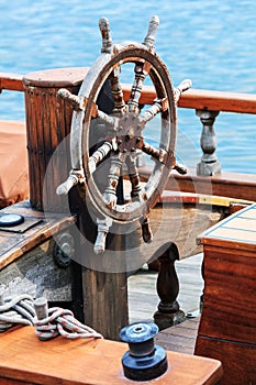 Old boat steering wheel