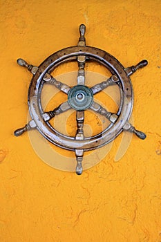 Old boat steering wheel, Greece