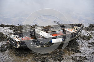 Old boats derelict on River Leven in Dumbarton