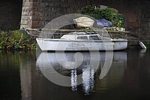 Old boats derelict on River Leven in Dumbarton