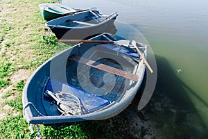 Old boats on a lake, beauty world. Retro style