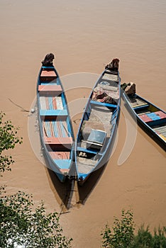 Old boats in the river.