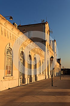 Old boats and train station.