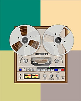 Old bobbin tape recorder with reels