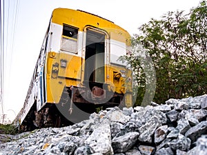 Old bogey of retired train park at the inactive railroad