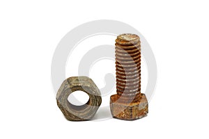 Old bolt with a nut