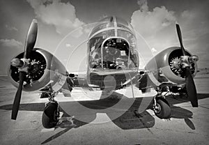 Old bomber front view