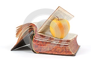 Old book and apple