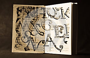 An old book full of letters of the alphabet